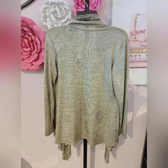 Clara Sun Woo Gold Shimmer Open Cardigan - Picture 2 of 4